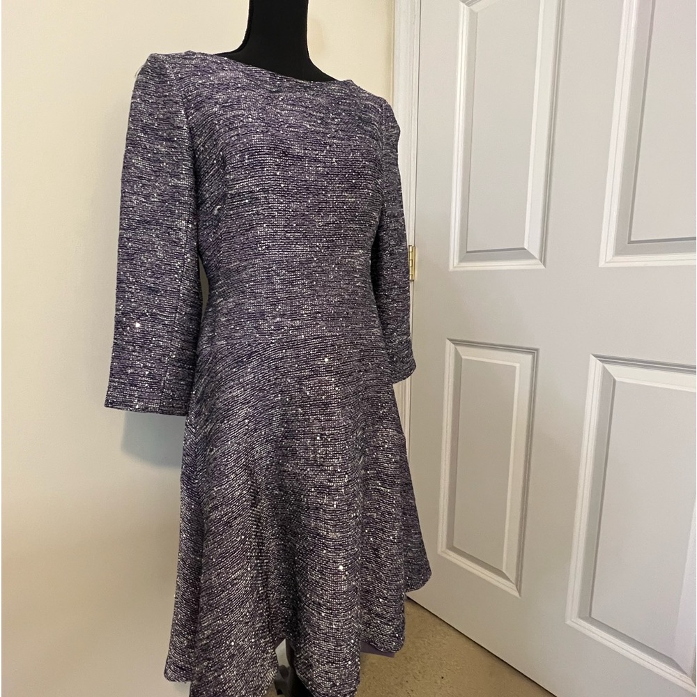 Elegant dress! Check out this Lela Rose sequin, tweed, fit and flare dress.